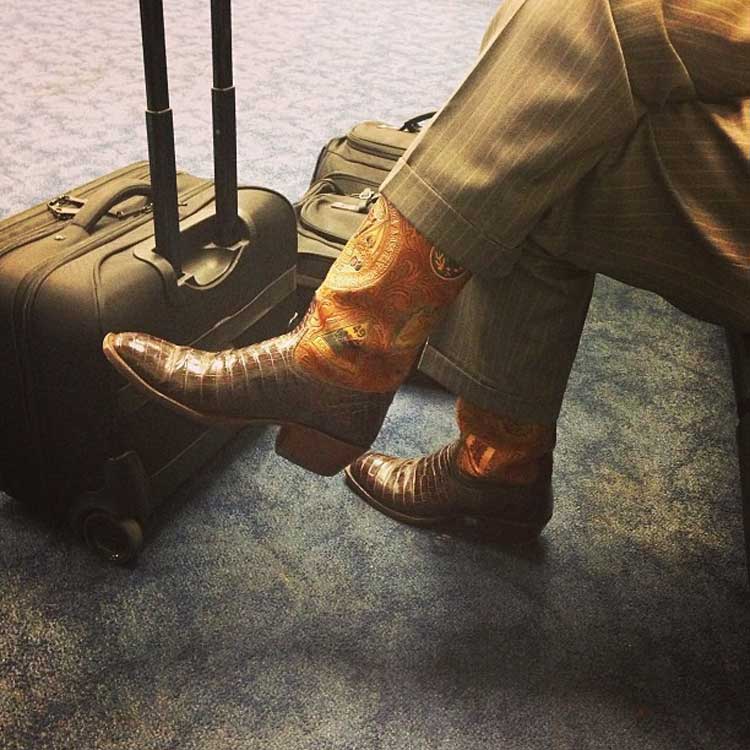 cowboy boots with slacks