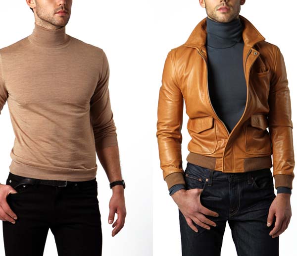 Turtleneck combined with Leather Jacket by Hugo Boss