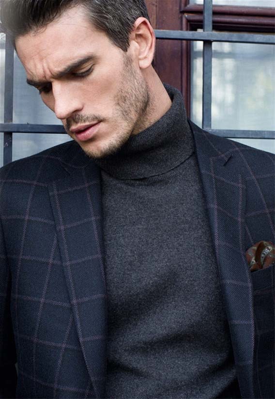 Turtleneck Shirt with checkered jacket