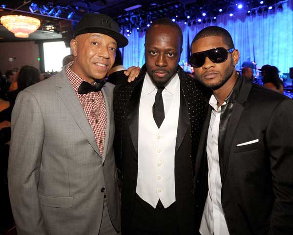 Russell Simmons Wyclef-Jean and Usher at Salute to Icons - Dinner suits