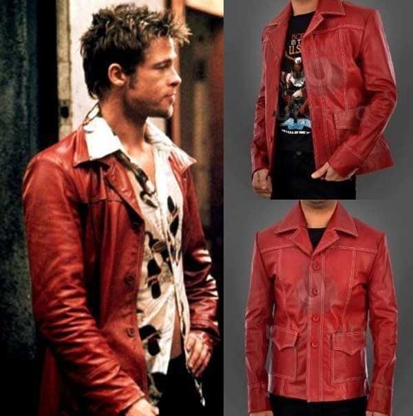 fight club brad pitt cow leather jacket for motorcycles