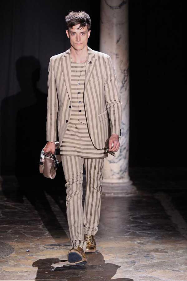 ACNE - Beige striped suits for men 2013