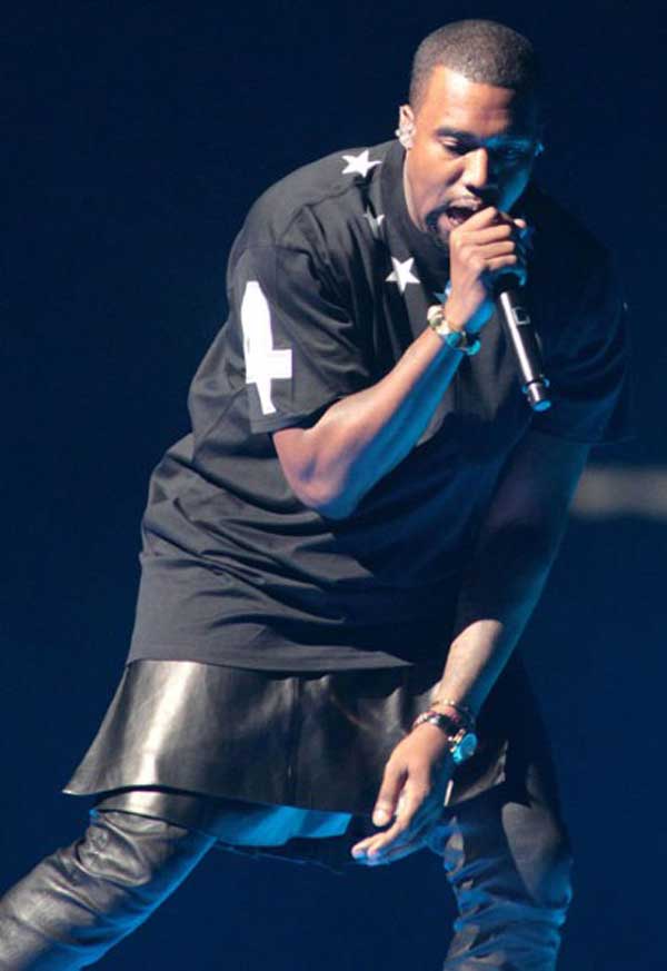 Kanye West - Wearing leather shirt black