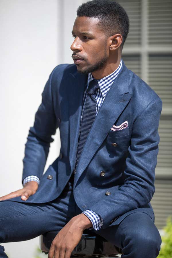 Chequered shirts with blue tie