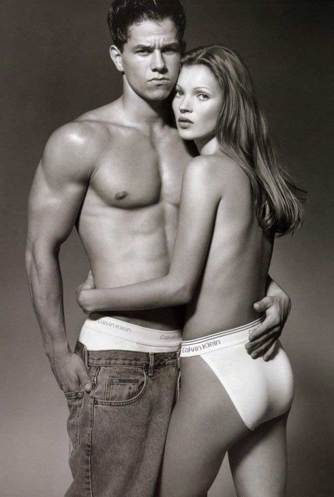 Mark Wahlberg and Kate moss modelling for Calvin Klein underwear