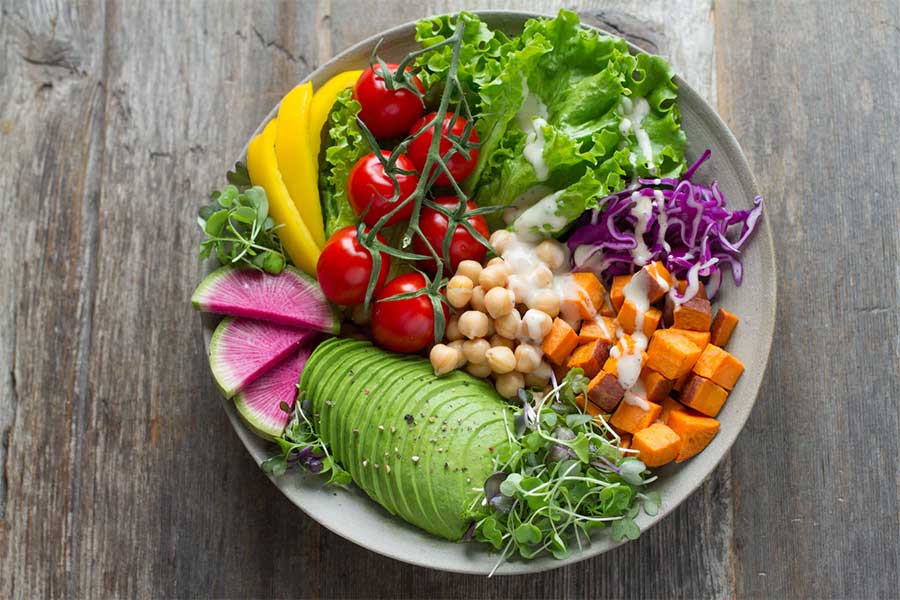 eat healthy food vegan salad bowl