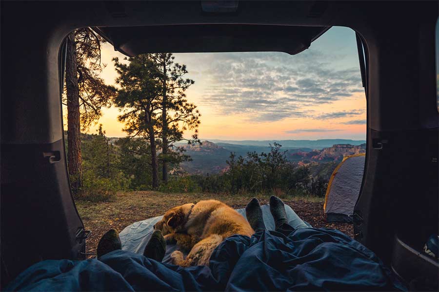 camping with sunrise
