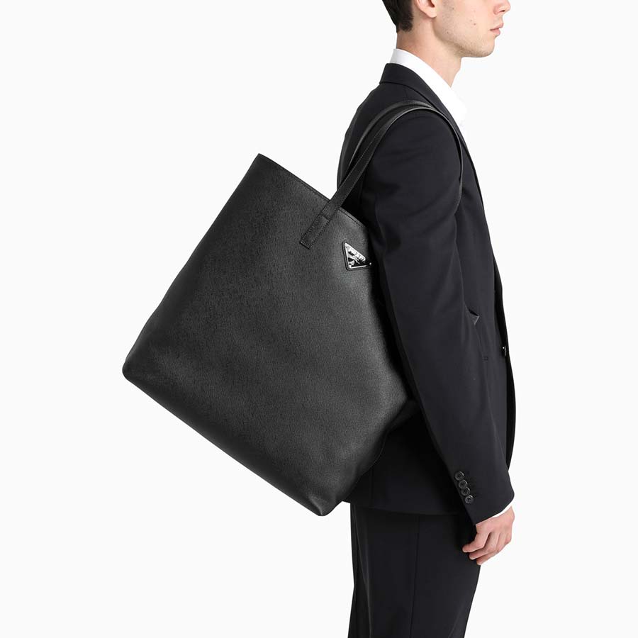 Prada black saffiano shopping bag