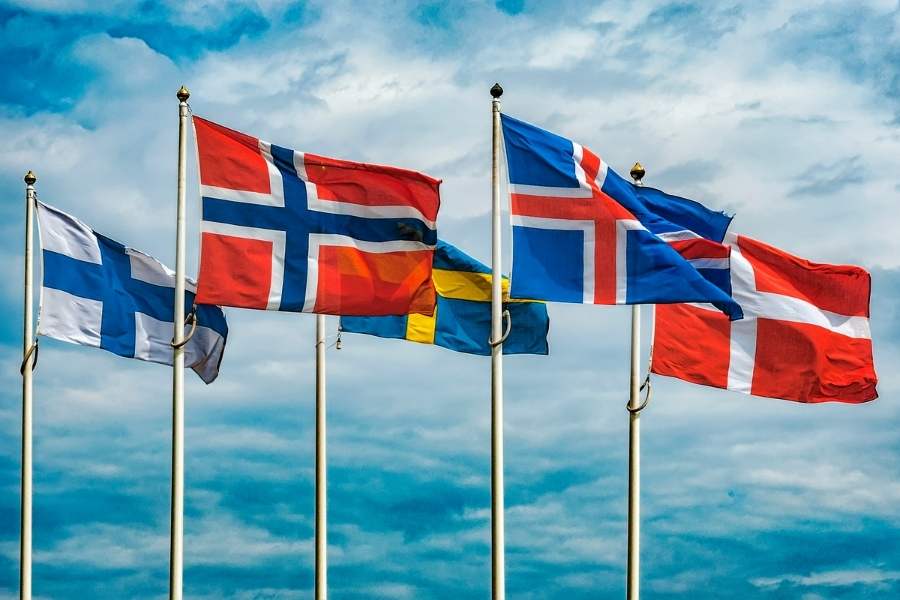 The five flags of the Nordics
