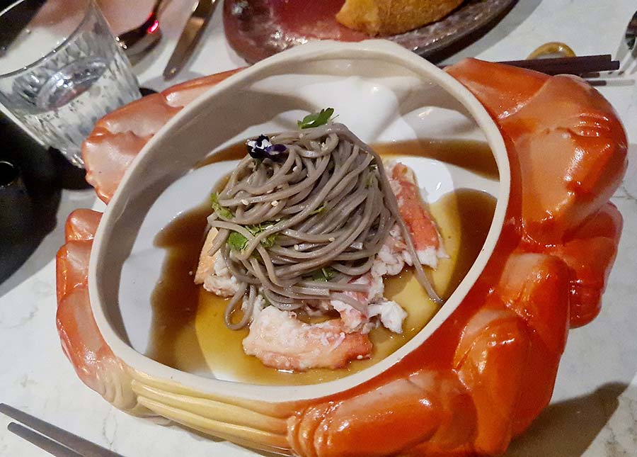 King crab with Soba noodles