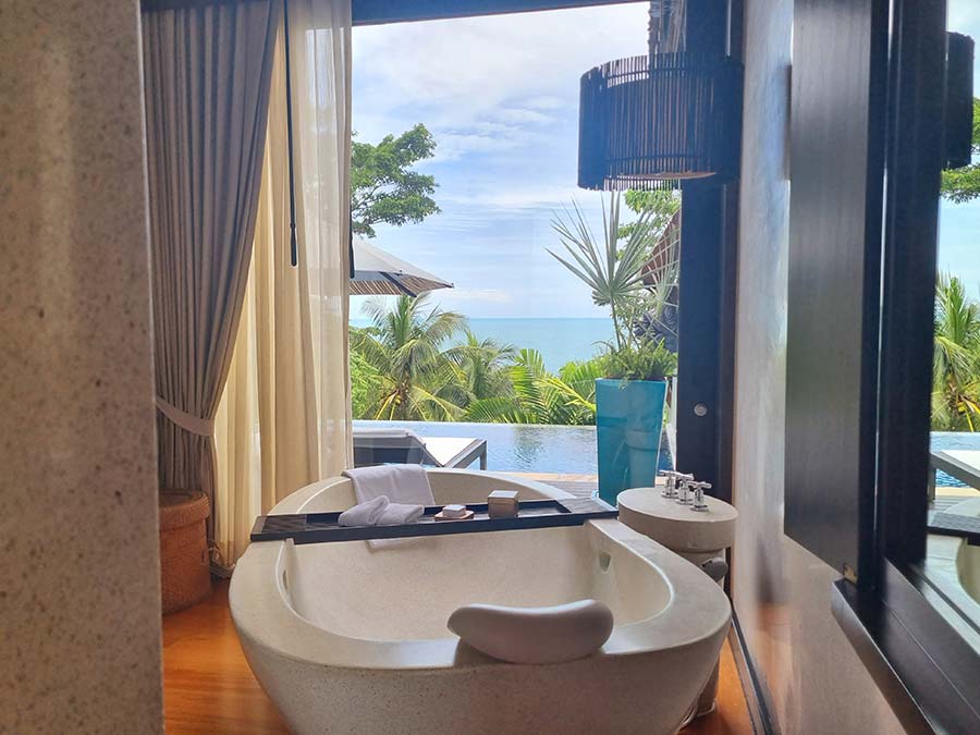 stone bath bathroom our SEasons Resort Koh Samui Thailand Villa 200 Room stay MenStyleFashion (6)