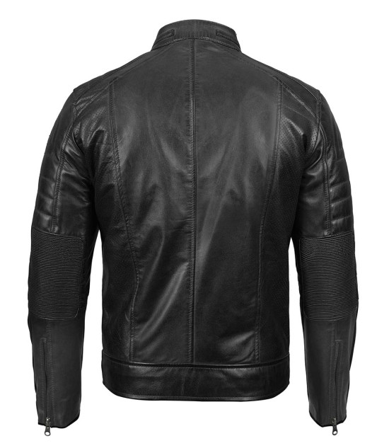 Angel Jackets Review - Black Cafe Racer Leather Biker Jacket